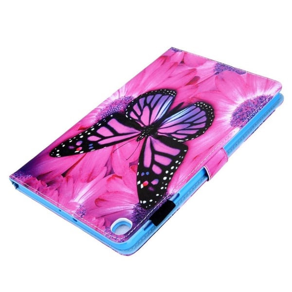 Samsung Galaxy Tab S5E mønster multi-vinkel læretui - Blomster og Pink Butterfly