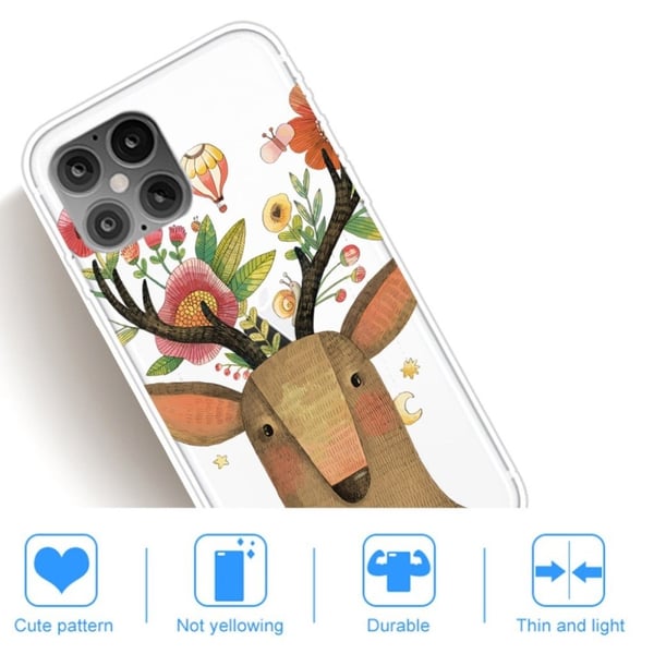 Mønstertryk fleksibelt beskyttelsescover til bagsiden iPhone 12 Pro/12 - Brun