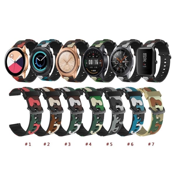 22 mm kamuflasjearmbånd for Samsung, Huawei og Amazfit-klokke - Rød