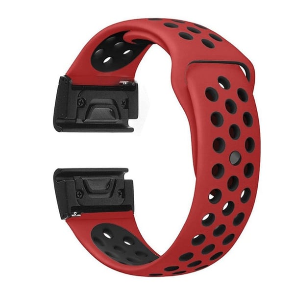 Garmin Fenix 5X / Fenix 3 kaksivärinen silikoninen kellonauha - Punainen / Musta