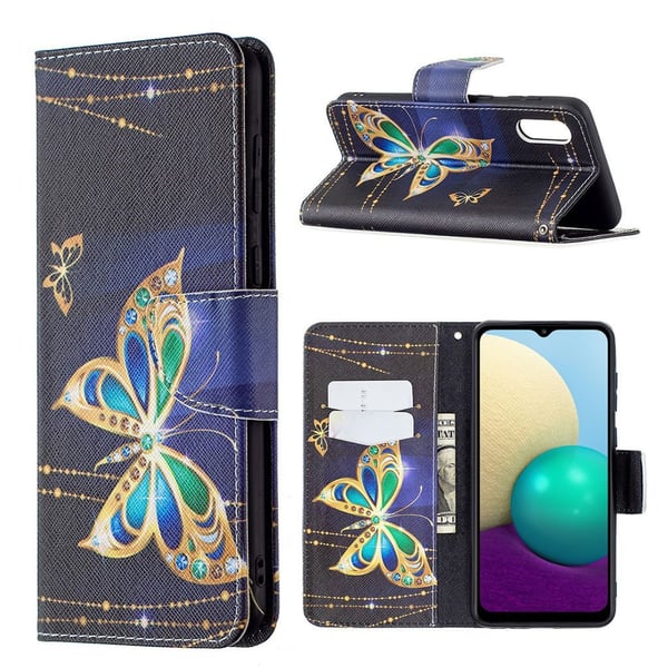 Wonderland Samsung Galaxy A02 flip-etui - Levende Sommerfugl