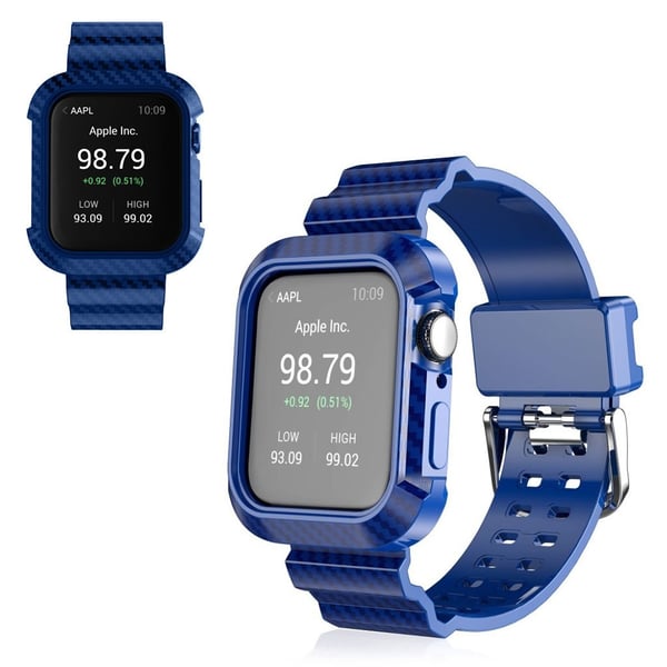 Apple Watch Series 5 / 4 44 mm karbonfiber silikonarmbånd - Blå