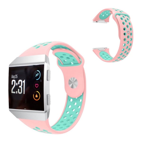 Fitbit Ionic tofarget silikonarmbånd - Rosa / Cyan