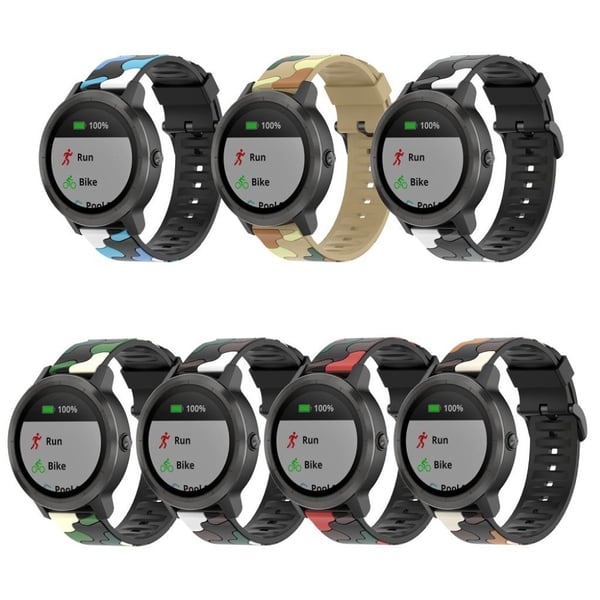 Kamuflasjefarget silionarmbånd til Garmin-klokke - Lysegrønn