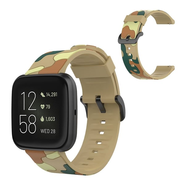 Fitbit Versa 2 / Lite kamuflasje silikonklokkebånd - Khaki