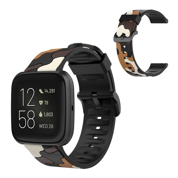 Fitbit Versa 2 / Lite camouflage silikone urrem - Brun