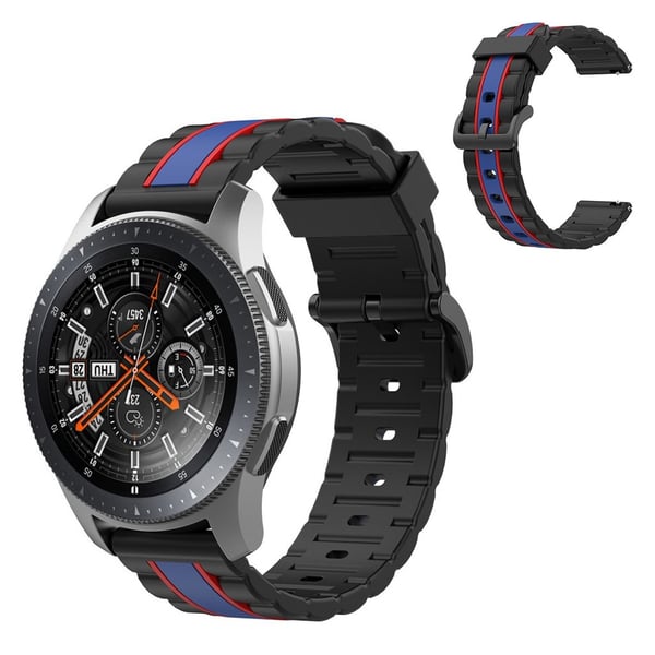 Wave rektangel silikonarmbånd for Samsung-klokke - Svart / Blå / Rød