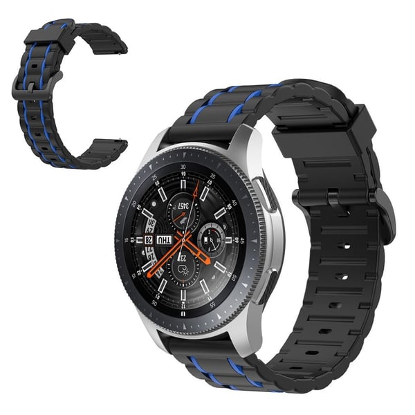 Vertikalstripe silikonarmbånd for Samsung-klokke - Svart / Mørkeblå