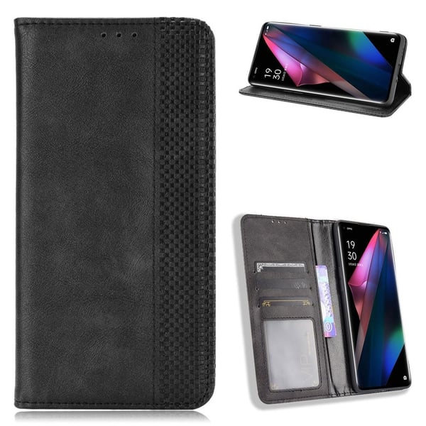 Bofink Vintage Oppo Find X3 / X3 Pro Læder etui - Sort