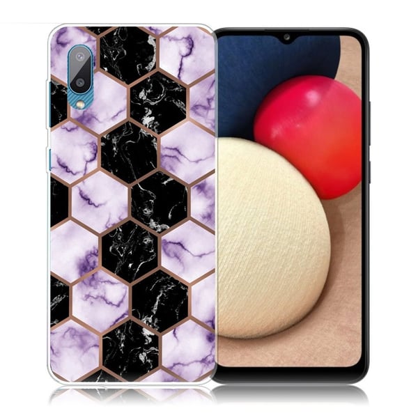 Marble Samsung Galaxy M02 / A02 Etui - Honeycomb Klinkekule i Lilla
