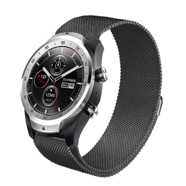 TicWatch Pro 22mm milanese ruostumattomasta teräksestä valmistettu ranneke - Musta