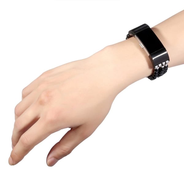 Fitbit Charge 2 venyvä helmiäiskoruhihna - Musta
