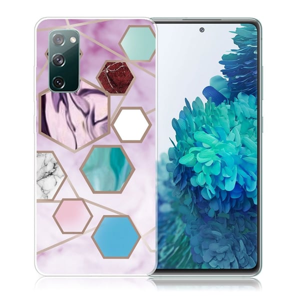 Marble Samsung Galaxy S20 FE 5G / S20 Fe Etui - Sekskant Fragmenter i Lilla