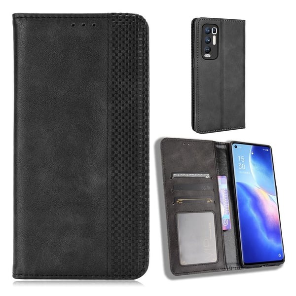 Bofink Vintage Oppo Find X3 Neo / Reno5 Pro Plus 5g Lær Etui - Svart