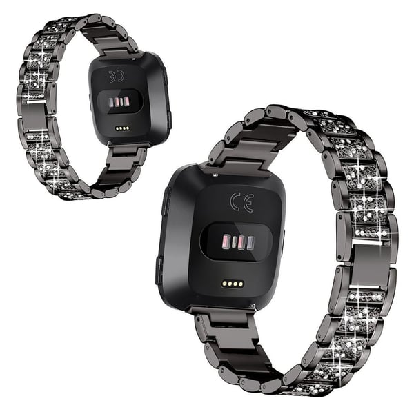 Fitbit Versa urrem med rhinestone-dekor - Svart