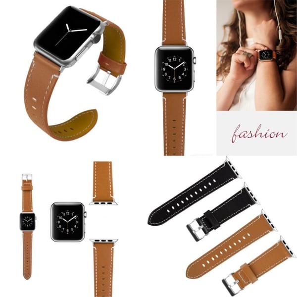 Apple Watch Series 5 / 4 40 mm klassisk urrem i ekte skinn - Brun