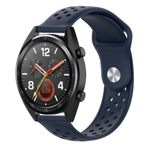 22 mm Huawei Watch GT / Honor Magic klockarmband i silikon - Svart Blå 22 mm Huawei Watch GT / Honor Magic klockarmband i silikon - Svart Blå