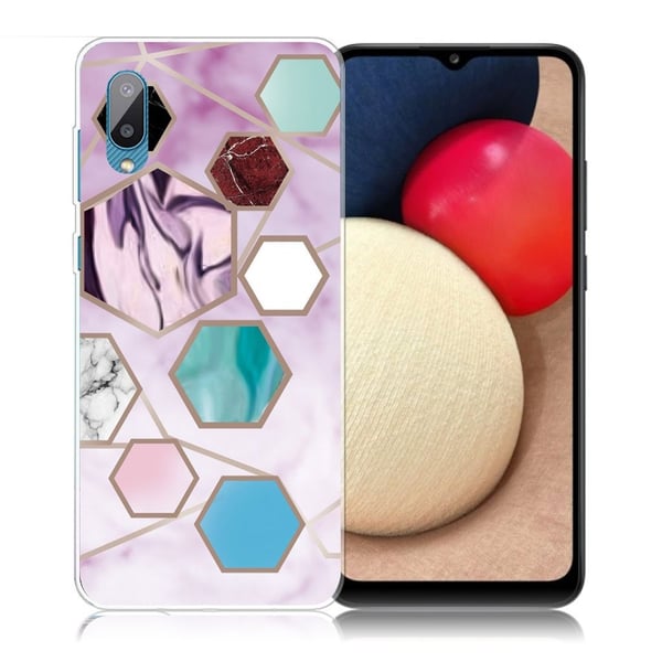 Marble Samsung Galaxy M02 / A02 Etui - Sekskant Fragmenter i Lilla
