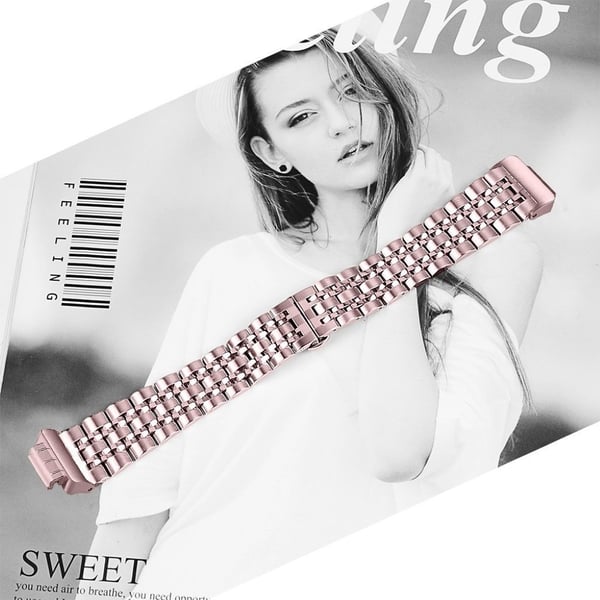 Fitbit Inspire / Inspire HR perlearmbånd i rustfritt stål - Rosa Rose
