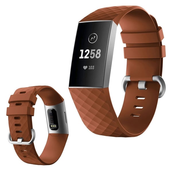 Fitbit Charge 4 / 3 diamantmønstret klokkerem - Kaffe Størrelse: L
