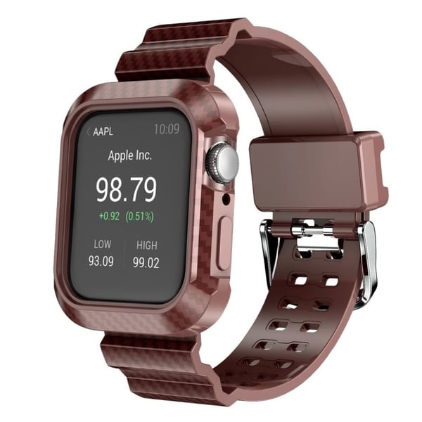 Apple Watch Series 4 44mm hiilikuituinen silikoninen ranneke - Ruskea