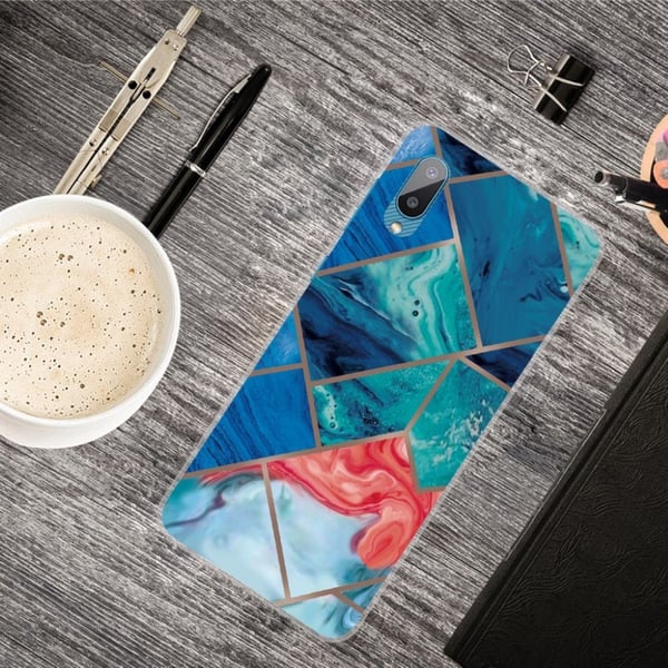 Marble Samsung Galaxy M02 / A02 Etui - Blue og Oransje Klinkekule