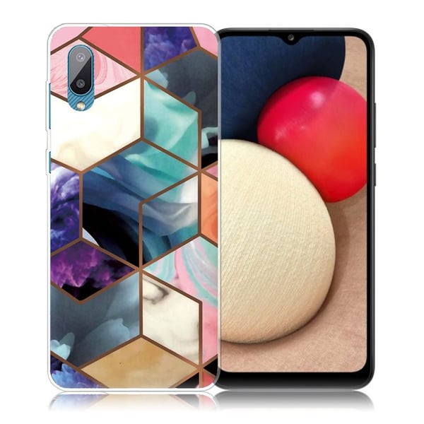 Marble Samsung Galaxy M02 / A02 Etui - Fargerik Terning Tile