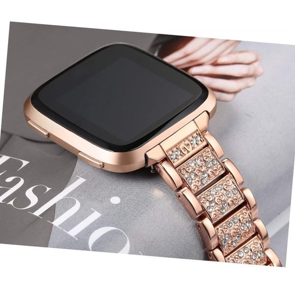 Fitbit Versa urrem med rhinestone-dekor - Rose Gull