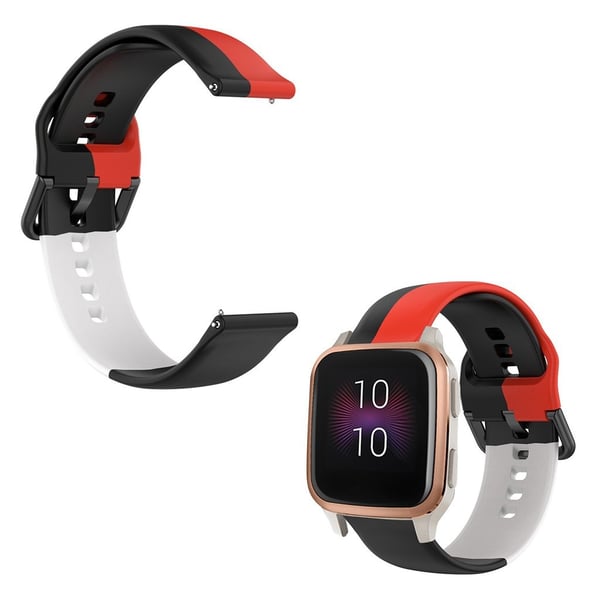 20 mm trefarget klokkerem i silikon for Garmin-klokke - Svart / Rød / Hvit