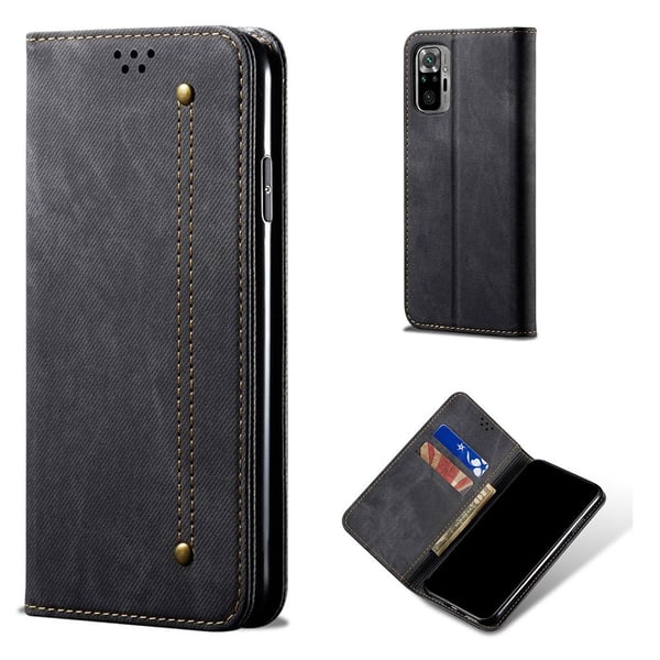 Jeans Xiaomi Redmi Note 10S / Note 10 Flippetui - Svart