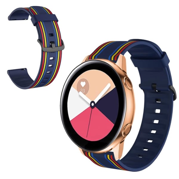 22 mm Twill tone-klokkebånd for Samsung, Amazfit og Huawei-klokker - Mørkeblå / Fargerik