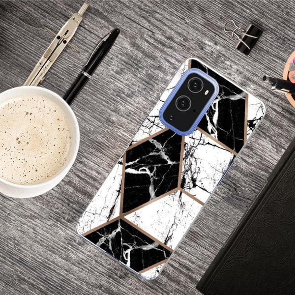 Marble OnePlus 9 Pro Etui - Black og Hvit Diamant