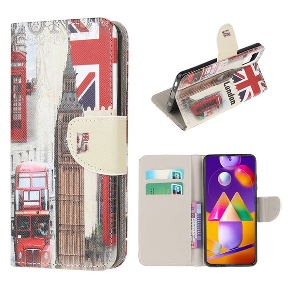 Wonderland Samsung Galaxy M31s Flippetui - Big Ben og Uk Flag