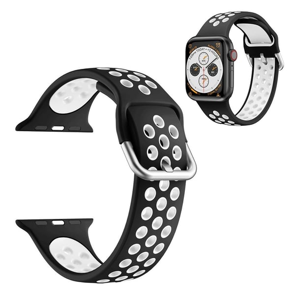 Tofarget silikonklokkebånd for Apple Watch Series 6 / 5 40mm - Svart / Hvit