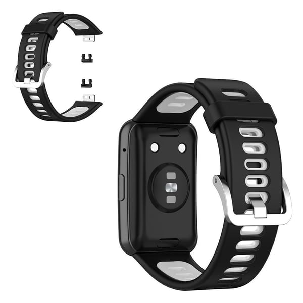 Huawei Watch Fit tofarget silikonarmbånd - Svart / Hvit