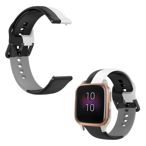 20 mm trefarget klokkerem i silikon for Garmin-klokke - Svart / Hvit / Grå