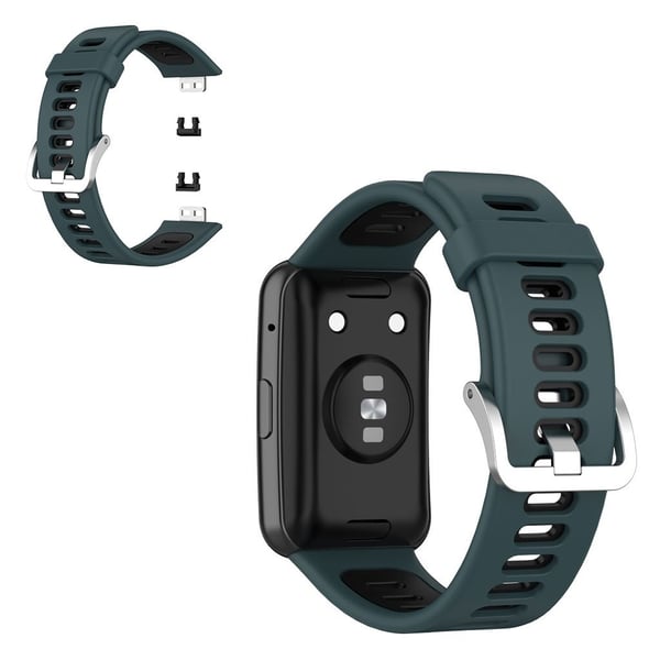 Huawei Watch Fit tofarget silikonarmbånd - Olivengrønn / Svart