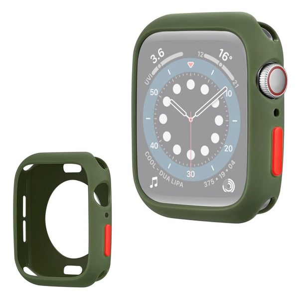 Apple Watch Serie 6 / 5 40 mm godterifarget silikonramme - Militærgrønn / Rød