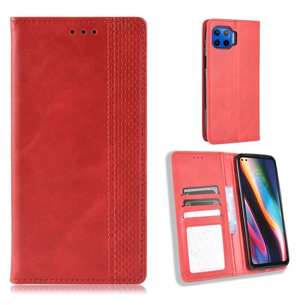 Bofink Vintage Motorola Moto G 5G Plus Lær Etui - Rød