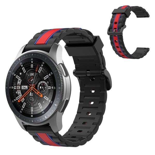 Wave rektangel silikonarmbånd for Samsung-klokke - Svart / Rød / Blå