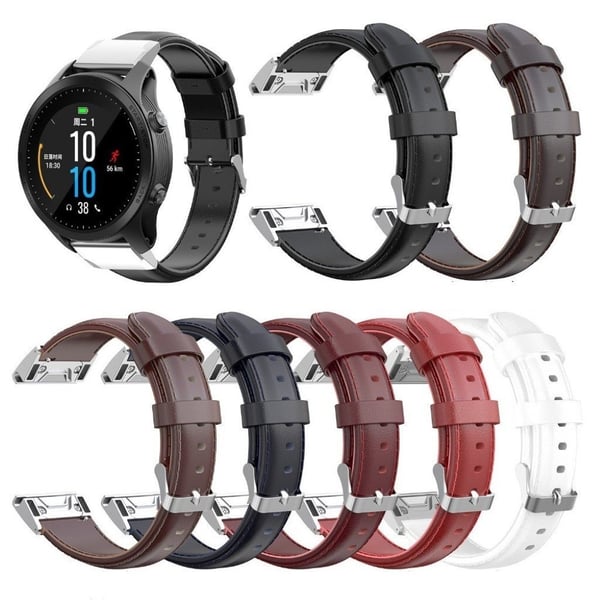 Garmin Fenix 6X Pro enkelt lærarmbånd - Svart