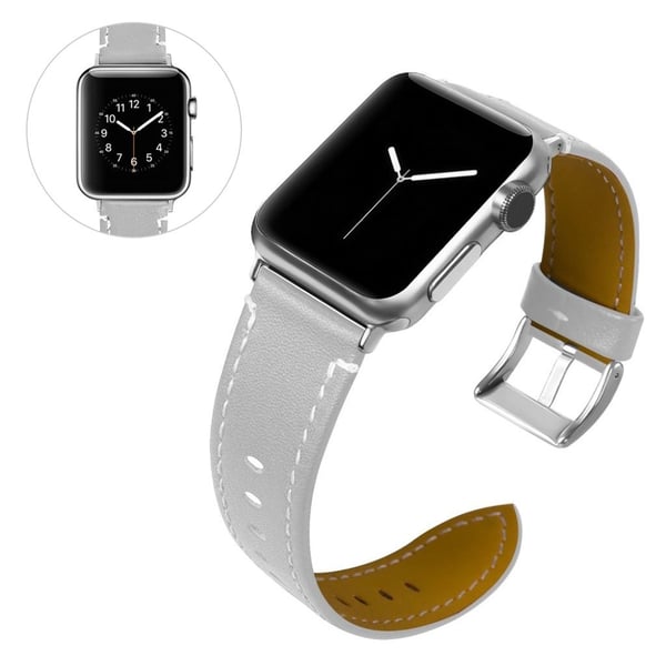 Apple Watch Series 5 / 4 44 mm klassisk urrem i ekte skinn - Grå