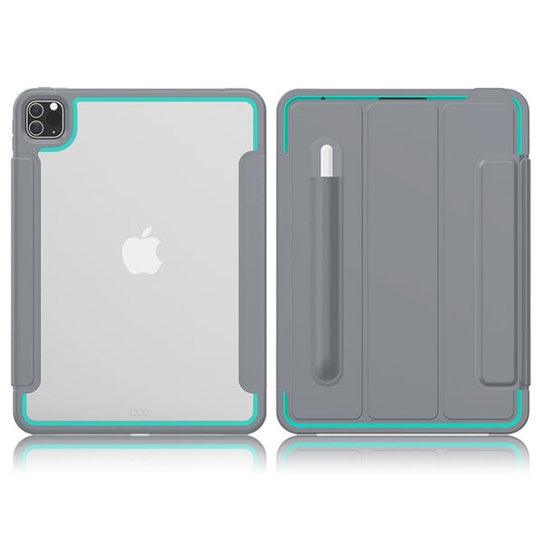 iPad Pro 11 inch (2020) elegant tri-fold etui - grå / babyblå iPad Pro 11 inch (2020) elegant tri-fold etui - grå / babyblå