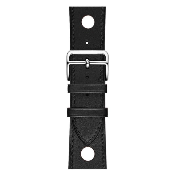 Apple Watch Series 4 44mm tre hull ekte skinn klokke band - Svart