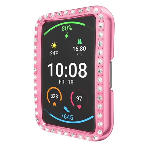 Skinnende ramme med rhinestone til Huawei Watch Fit - Rose Gull