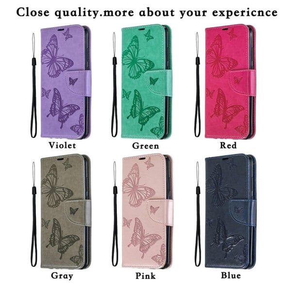 Butterfly läder Huawei P Smart 2019 fodral - Silver/Grå