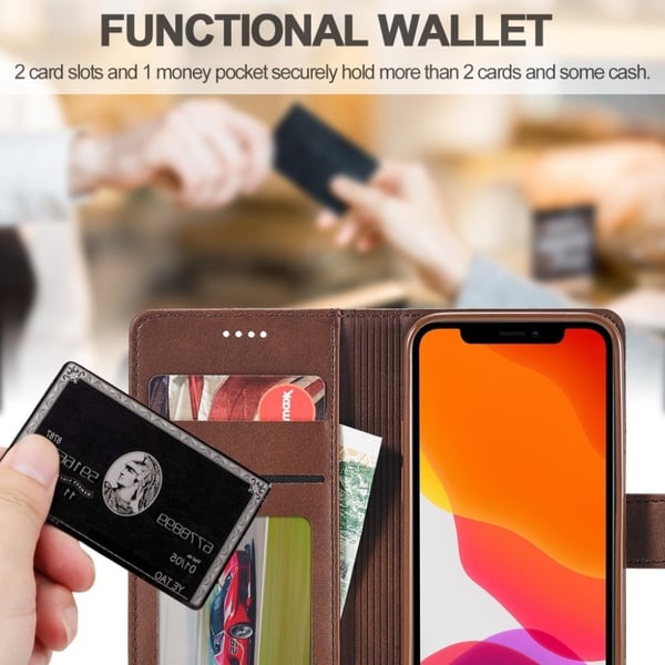 LC.Imeeke iPhone 12 / 12 Pro Flippetui - Kaffe