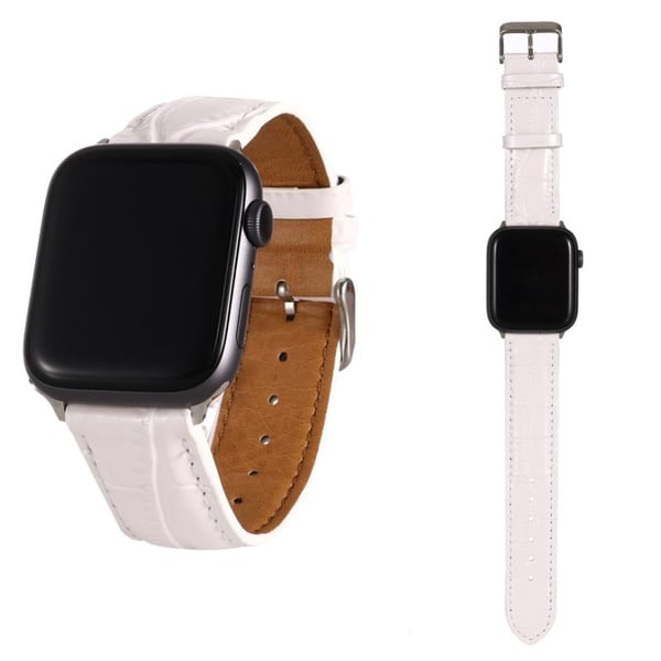 Apple Watch Series 5 / 4 40 mm lærveske med krokodillemønster - Hvit