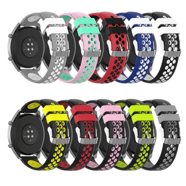 22 mm universal tofarget silikonarmbånd - Blå / Hvit