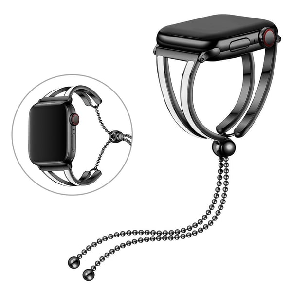 Apple Watch Series 6 / 5 40 mm fasjonable klokkerem i rustfritt stål - Svart / Hvit